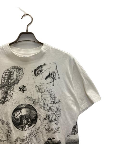 SoF Tee（ソフ ティー）SoF Tee (ソフ ティー) 90s M.C.Escher アートプリントTシャツ ホワイト サイズ:Lの古着・服飾アイテム