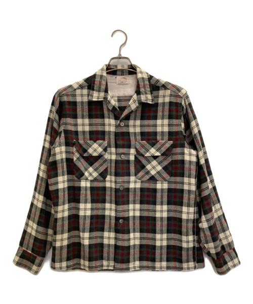 Sears（シアーズ）Sears (シアーズ) 60s チェックオープンカラーシャツ ブラック×レッド サイズ:Ｍの古着・服飾アイテム
