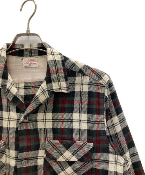 Sears（シアーズ）Sears (シアーズ) 60s チェックオープンカラーシャツ ブラック×レッド サイズ:Ｍの古着・服飾アイテム
