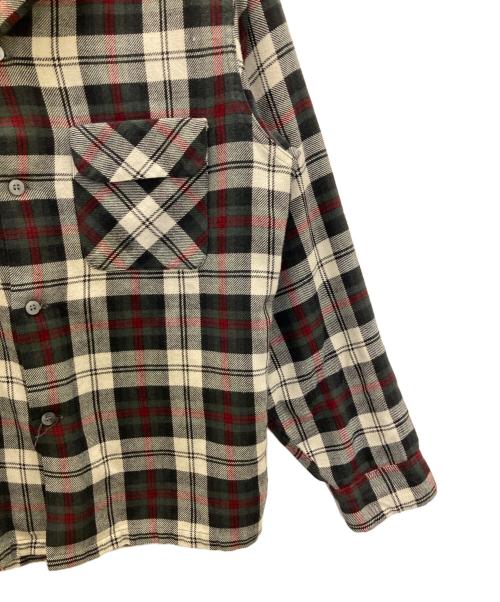 Sears（シアーズ）Sears (シアーズ) 60s チェックオープンカラーシャツ ブラック×レッド サイズ:Ｍの古着・服飾アイテム