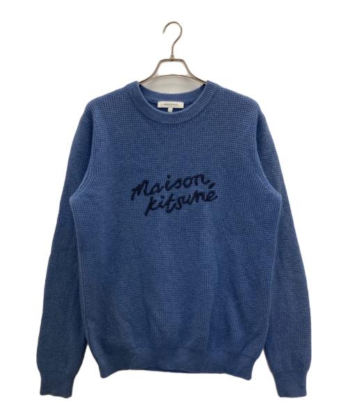 maison kitsune（メゾンキツネ）MAISON KITSUNE (メゾンキツネ) Handwriting Sweater ブルー サイズ:Ｍの古着・服飾アイテム
