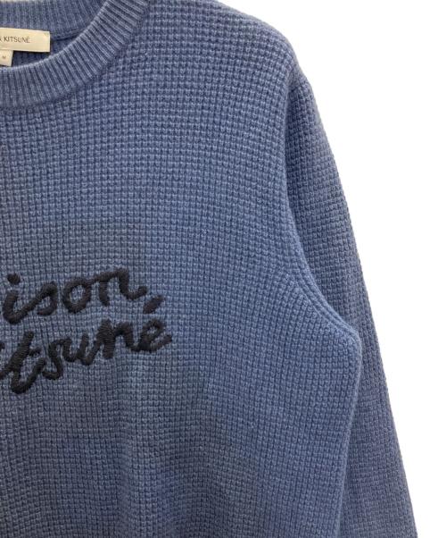 maison kitsune（メゾンキツネ）MAISON KITSUNE (メゾンキツネ) Handwriting Sweater ブルー サイズ:Ｍの古着・服飾アイテム