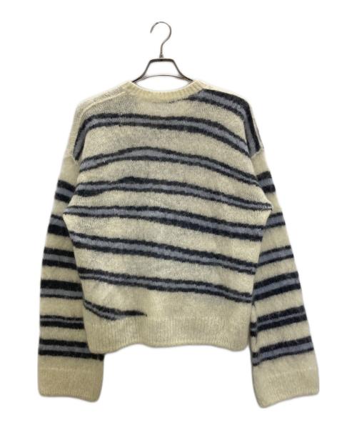 Acne studios（アクネ ストゥディオズ）Acne studios (アクネ ストゥディオズ) モヘヤ混ボーダークルーネックニット ベージュ サイズ:Sの古着・服飾アイテム