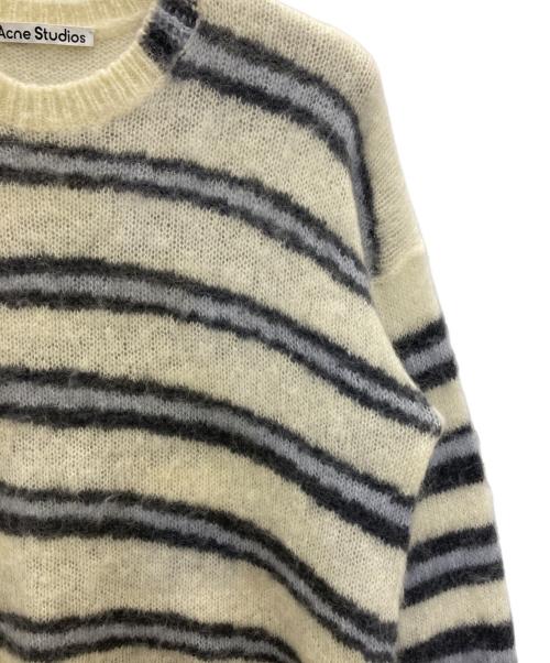 Acne studios（アクネ ストゥディオズ）Acne studios (アクネ ストゥディオズ) モヘヤ混ボーダークルーネックニット ベージュ サイズ:Sの古着・服飾アイテム