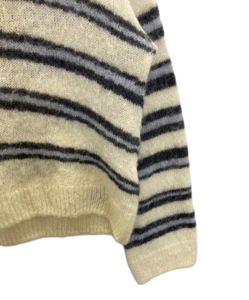Acne studios（アクネ ストゥディオズ）Acne studios (アクネ ストゥディオズ) モヘヤ混ボーダークルーネックニット ベージュ サイズ:Sの古着・服飾アイテム