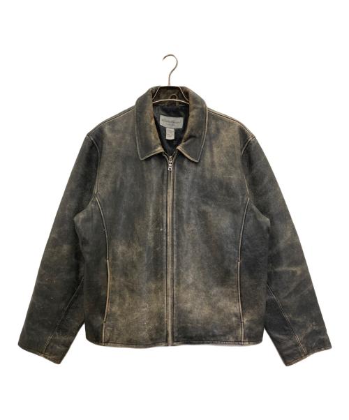 Eddie Bauer（エディーバウアー）Eddie Bauer (エディーバウアー) カウレザージャケット ブラック サイズ:Lの古着・服飾アイテム
