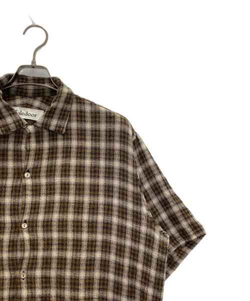 Caledoor（カレドアー）Caledoor (カレドアー) パナマクロスチェックシャツ ブラウン サイズ:Lの古着・服飾アイテム