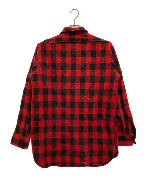 BRENT（ブレント）BRENT (ブレント) 50s マチ付きチェックウールシャツ レッド×ブラック サイズ:表記なしの古着・服飾アイテム