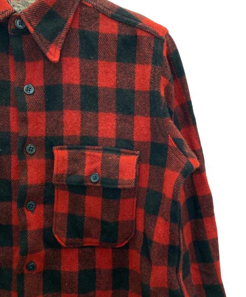 BRENT（ブレント）BRENT (ブレント) 50s マチ付きチェックウールシャツ レッド×ブラック サイズ:表記なしの古着・服飾アイテム