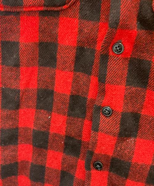 BRENT（ブレント）BRENT (ブレント) 50s マチ付きチェックウールシャツ レッド×ブラック サイズ:表記なしの古着・服飾アイテム