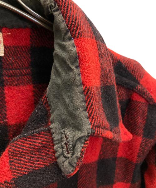 BRENT（ブレント）BRENT (ブレント) 50s マチ付きチェックウールシャツ レッド×ブラック サイズ:表記なしの古着・服飾アイテム