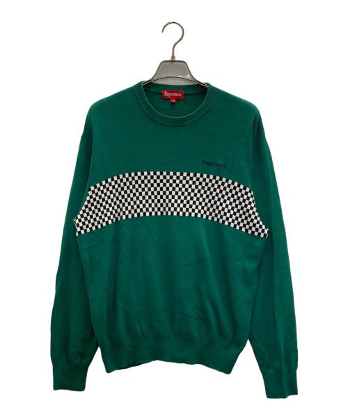 SUPREME（シュプリーム）Supreme (シュプリーム) 18SS Checkered Crewneck Sweater グリーン サイズ:Ｍの古着・服飾アイテム