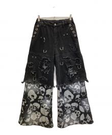 gamchu（ガムチュ）の古着「危険準度ドッキングスピアワイドデニムパンツ」｜ブラック