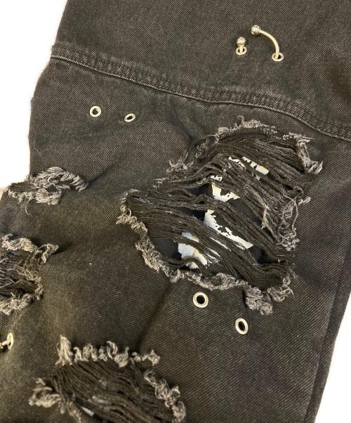 gamchu（ガムチュ）GAMCHU (ガムチュ) 危険準度ドッキングスピアワイドデニムパンツ ブラック サイズ:FREEの古着・服飾アイテム