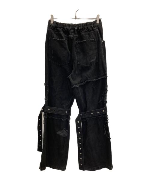 gamchu（ガムチュ）GAMCHU (ガムチュ) 半壊卍壊デニムパンツ ブラック サイズ:FREEの古着・服飾アイテム