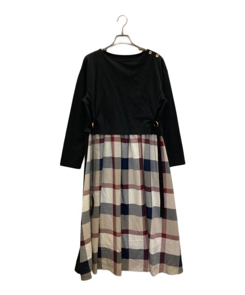 BLUE LABEL CRESTBRIDGE（ブルーレーベルクレストブリッジ）BLUE LABEL CRESTBRIDGE (ブルーレーベルクレストブリッジ) 切替ワンピース ブラック サイズ:38の古着・服飾アイテム