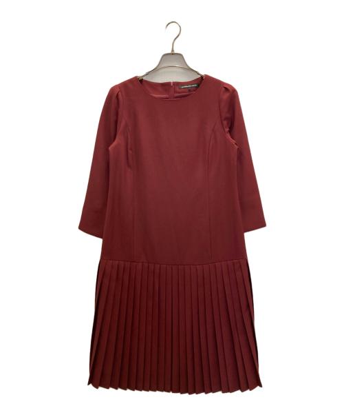 STRAWBERRY FIELDS（ストロベリーフィールズ）STRAWBERRY FIELDS (ストロベリーフィールズ) バックシャンプリーツドッキングワンピース レッド サイズ:FREEの古着・服飾アイテム