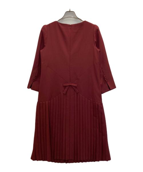 STRAWBERRY FIELDS（ストロベリーフィールズ）STRAWBERRY FIELDS (ストロベリーフィールズ) バックシャンプリーツドッキングワンピース レッド サイズ:FREEの古着・服飾アイテム