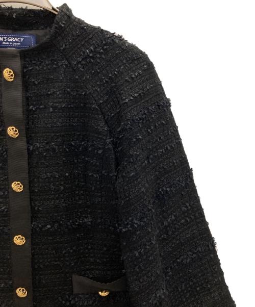 M'S GRACY（エムズグレイシー）M'S GRACY (エムズグレイシー) 金釦ツイードジャケット ブラック サイズ:38の古着・服飾アイテム