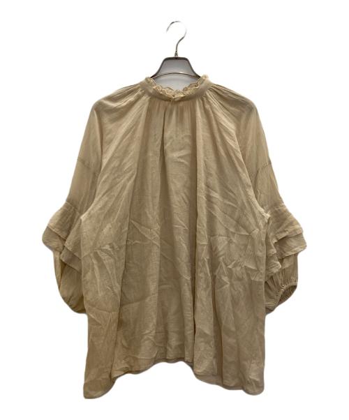Whim Gazette（ウィムガゼット）Whim Gazette (ウィムガゼット) フリルスリーブブラウス ベージュ サイズ:FREEの古着・服飾アイテム
