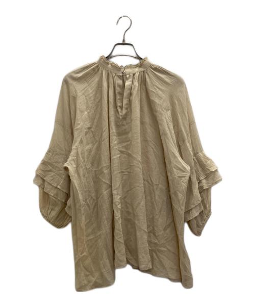 Whim Gazette（ウィムガゼット）Whim Gazette (ウィムガゼット) フリルスリーブブラウス ベージュ サイズ:FREEの古着・服飾アイテム
