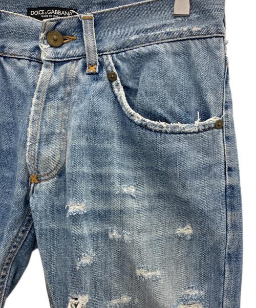 DOLCE & GABBANA（ドルチェ＆ガッバーナ）DOLCE & GABBANA (ドルチェ＆ガッバーナ) ダメージ加工デニムパンツ インディゴ サイズ:46の古着・服飾アイテム