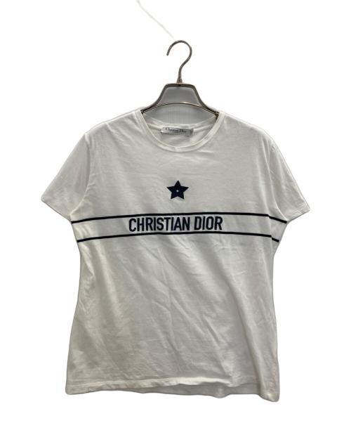 Christian Dior（クリスチャン ディオール）Christian Dior (クリスチャン ディオール) ロゴ エンブロイダリー半袖Tシャツ ホワイト サイズ:Lの古着・服飾アイテム