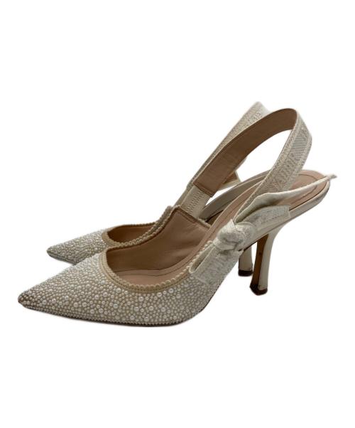 Christian Dior（クリスチャン ディオール）Christian Dior (クリスチャン ディオール) J'ADIOR スリングバックパールパンプス ベージュ サイズ:22.5の古着・服飾アイテム