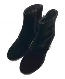 MM6 Maison Margiela（エムエムシックスメゾンマルジェラ）の古着「メタリックヒールベロアブーツ」｜ブラック