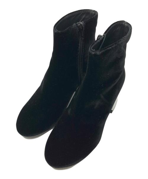 MM6 Maison Margiela（エムエムシックスメゾンマルジェラ）MM6 Maison Margiela (エムエムシックスメゾンマルジェラ) メタリックヒールベロアブーツ ブラック サイズ:36の古着・服飾アイテム