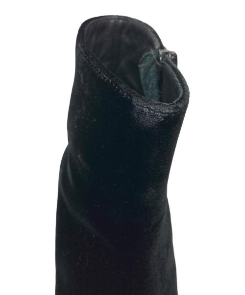 MM6 Maison Margiela（エムエムシックスメゾンマルジェラ）MM6 Maison Margiela (エムエムシックスメゾンマルジェラ) メタリックヒールベロアブーツ ブラック サイズ:36の古着・服飾アイテム