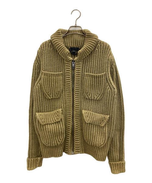 BURBERRY PRORSUM（バーバリープローサム）BURBERRY PRORSUM (バーバリープローサム) ショールカラーニットジャケット グリーン サイズ:ｘｓの古着・服飾アイテム