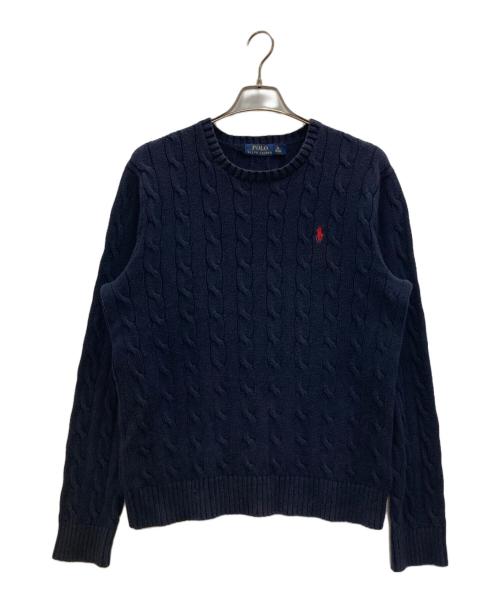 POLO RALPH LAUREN（ポロ・ラルフローレン）POLO RALPH LAUREN (ポロ・ラルフローレン) ポニー刺繍ケーブルニット ネイビー サイズ:Ｍの古着・服飾アイテム