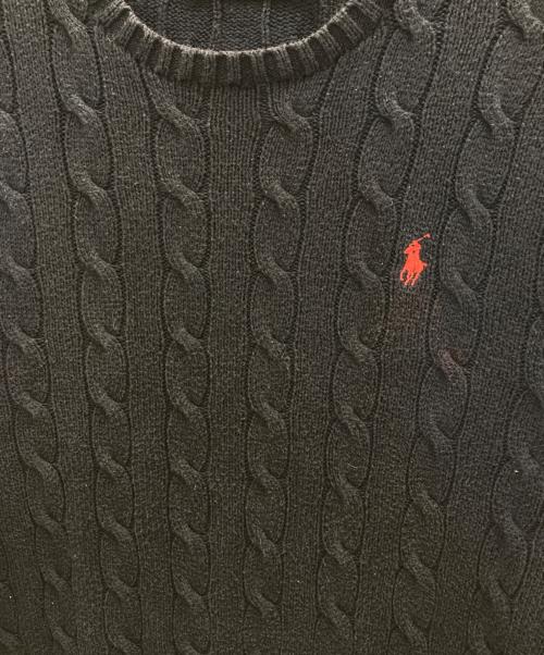 POLO RALPH LAUREN（ポロ・ラルフローレン）POLO RALPH LAUREN (ポロ・ラルフローレン) ポニー刺繍ケーブルニット ネイビー サイズ:Ｍの古着・服飾アイテム