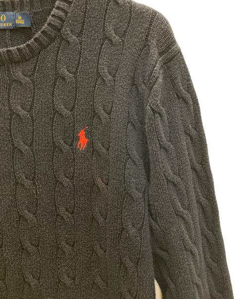 POLO RALPH LAUREN（ポロ・ラルフローレン）POLO RALPH LAUREN (ポロ・ラルフローレン) ポニー刺繍ケーブルニット ネイビー サイズ:Ｍの古着・服飾アイテム