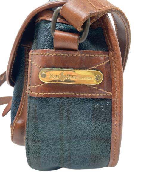 RALPH LAUREN（ラルフローレン）RALPH LAUREN (ラルフローレン) フラップショルダーバッグ ネイビー×グリーンの古着・服飾アイテム