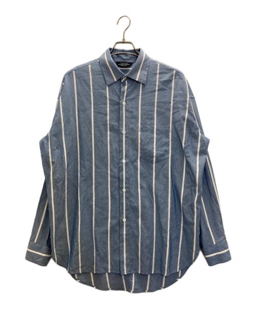 UNUSED（アンユーズド）UNUSED (アンユーズド) シルク混ストライプシャツ ブルー サイズ:Ｍの古着・服飾アイテム