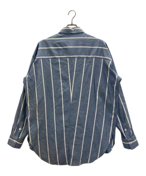 UNUSED（アンユーズド）UNUSED (アンユーズド) シルク混ストライプシャツ ブルー サイズ:Ｍの古着・服飾アイテム