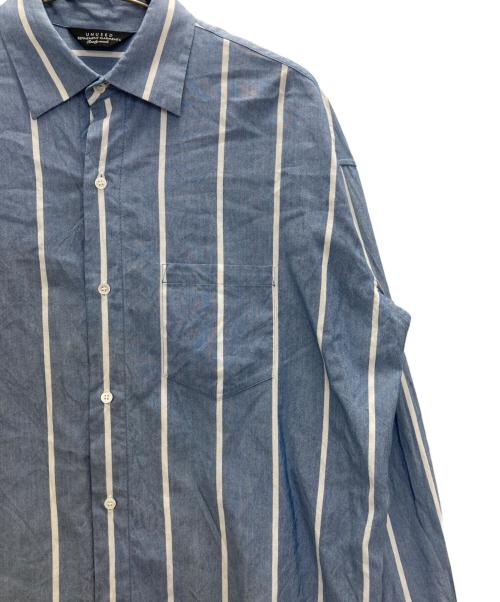 UNUSED（アンユーズド）UNUSED (アンユーズド) シルク混ストライプシャツ ブルー サイズ:Ｍの古着・服飾アイテム