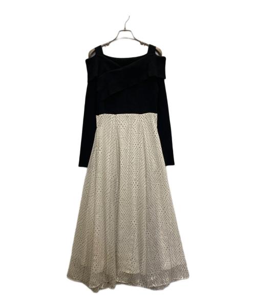 CELFORD（セルフォード）CELFORD (セルフォード) ニットドッキングワンピース ブラック×ホワイト サイズ:38の古着・服飾アイテム