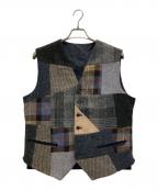 Harris Tweed×PAPASハリスツイード×パパス）の古着「コーデュロイ切替ベスト」｜ネイビー