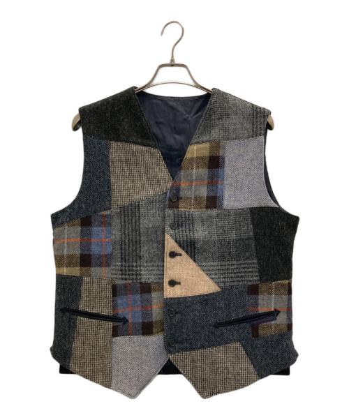 Harris Tweed（ハリスツイード）Harris Tweed (ハリスツイード) PAPAS (パパス) コーデュロイ切替ベスト ネイビー サイズ:50の古着・服飾アイテム
