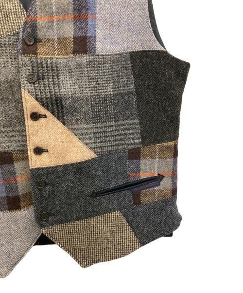 Harris Tweed（ハリスツイード）Harris Tweed (ハリスツイード) PAPAS (パパス) コーデュロイ切替ベスト ネイビー サイズ:50の古着・服飾アイテム