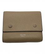 CELINEセリーヌ）の古着「3つ折り財布」｜ベージュ×レッド