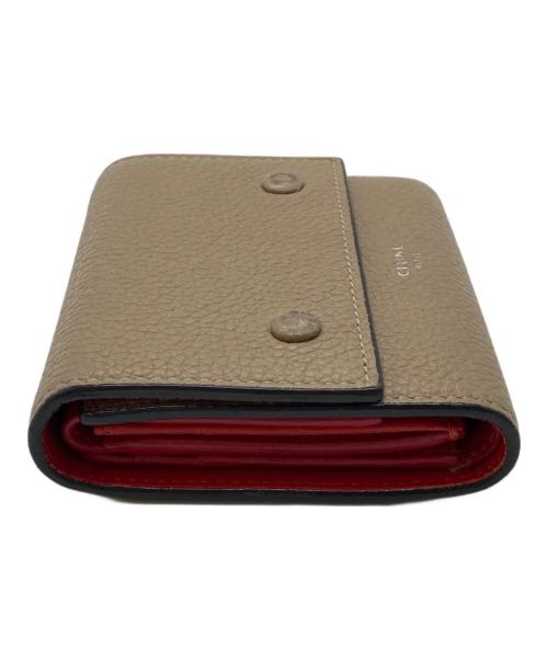 CELINE（セリーヌ）CELINE (セリーヌ) 3つ折り財布 ベージュ×レッドの古着・服飾アイテム