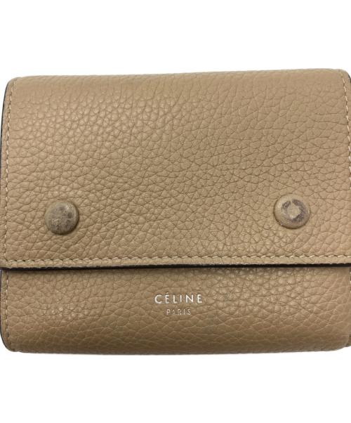CELINE（セリーヌ）CELINE (セリーヌ) 3つ折り財布 ベージュ×レッドの古着・服飾アイテム