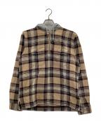 SUPREMEシュプリーム）の古着「Half Zip Hooded Flannel Shirt」｜ブラウン