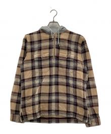 SUPREME（シュプリーム）の古着「Half Zip Hooded Flannel Shirt」｜ブラウン