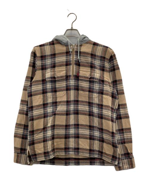 SUPREME（シュプリーム）Supreme (シュプリーム) Half Zip Hooded Flannel Shirt ブラウン サイズ:Sの古着・服飾アイテム