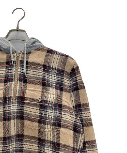 SUPREME（シュプリーム）Supreme (シュプリーム) Half Zip Hooded Flannel Shirt ブラウン サイズ:Sの古着・服飾アイテム